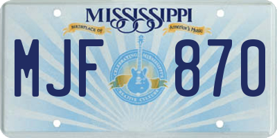 MS license plate MJF870