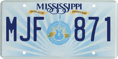 MS license plate MJF871