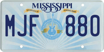 MS license plate MJF880