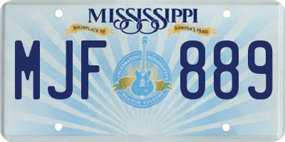MS license plate MJF889