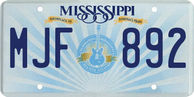 MS license plate MJF892