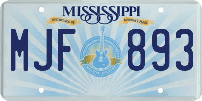 MS license plate MJF893