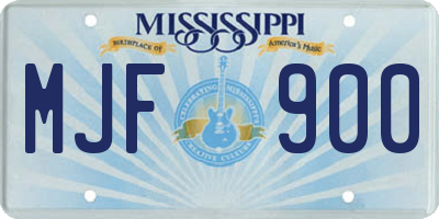 MS license plate MJF900