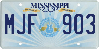 MS license plate MJF903