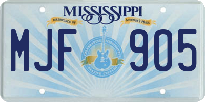 MS license plate MJF905