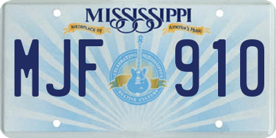 MS license plate MJF910
