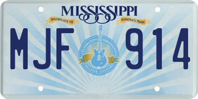 MS license plate MJF914