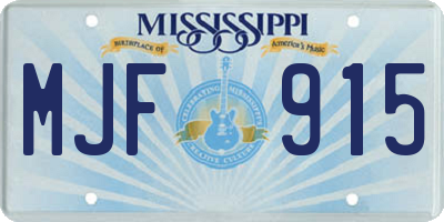 MS license plate MJF915