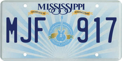 MS license plate MJF917