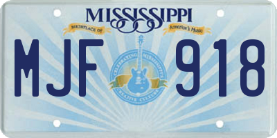 MS license plate MJF918