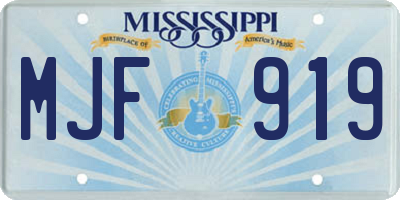 MS license plate MJF919