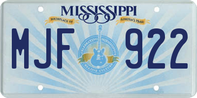 MS license plate MJF922
