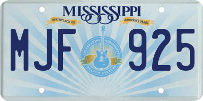 MS license plate MJF925