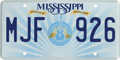 MS license plate MJF926