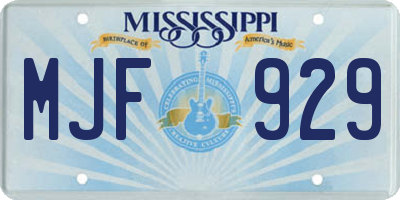 MS license plate MJF929