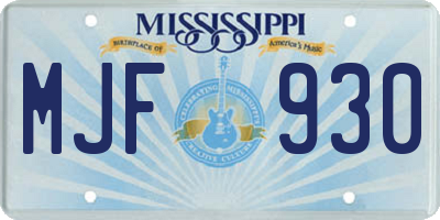MS license plate MJF930