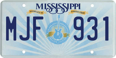 MS license plate MJF931