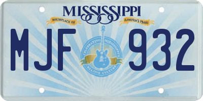 MS license plate MJF932