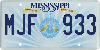 MS license plate MJF933
