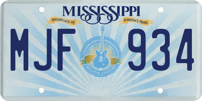 MS license plate MJF934