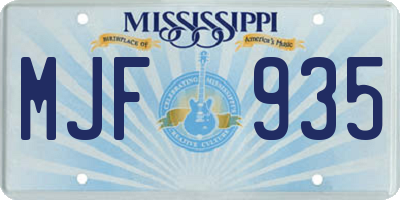 MS license plate MJF935