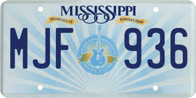 MS license plate MJF936