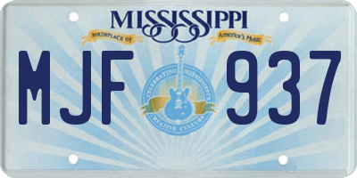 MS license plate MJF937