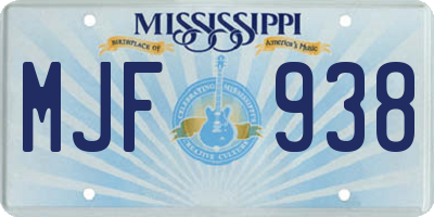 MS license plate MJF938