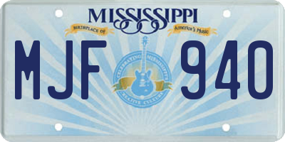 MS license plate MJF940