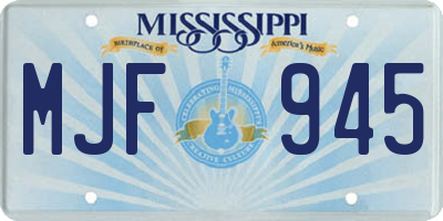 MS license plate MJF945