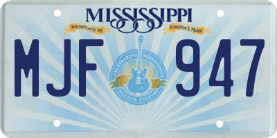 MS license plate MJF947