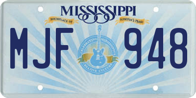 MS license plate MJF948