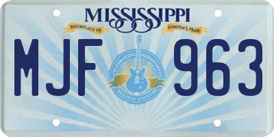 MS license plate MJF963