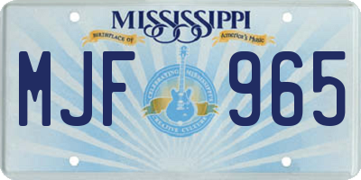 MS license plate MJF965