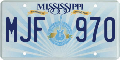 MS license plate MJF970