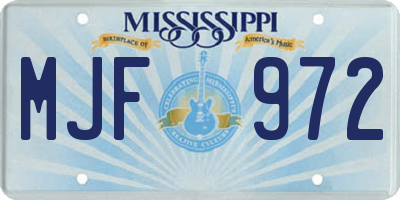 MS license plate MJF972