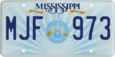 MS license plate MJF973