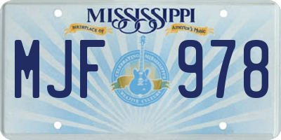 MS license plate MJF978