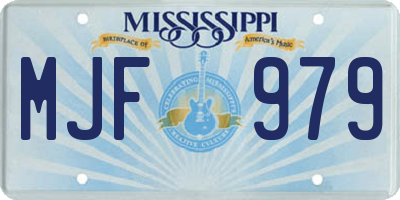 MS license plate MJF979