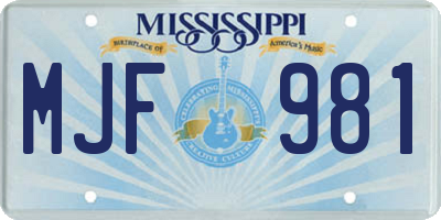 MS license plate MJF981