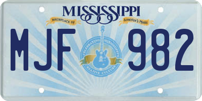 MS license plate MJF982