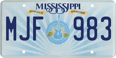 MS license plate MJF983
