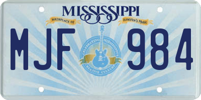 MS license plate MJF984