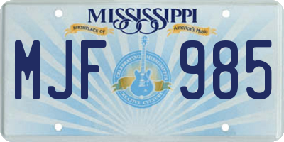 MS license plate MJF985