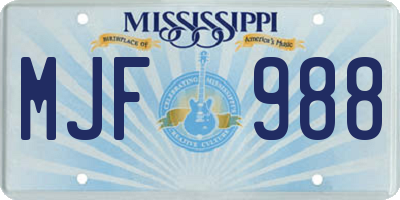 MS license plate MJF988