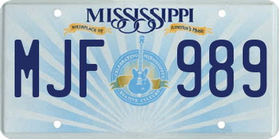 MS license plate MJF989