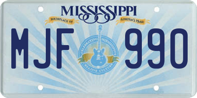 MS license plate MJF990