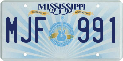 MS license plate MJF991