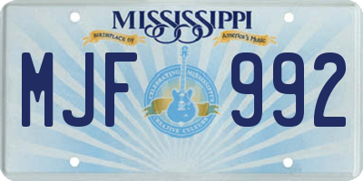 MS license plate MJF992