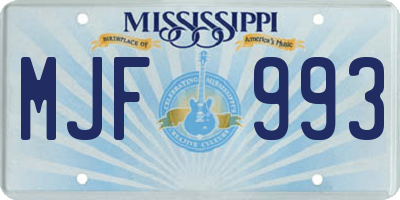 MS license plate MJF993